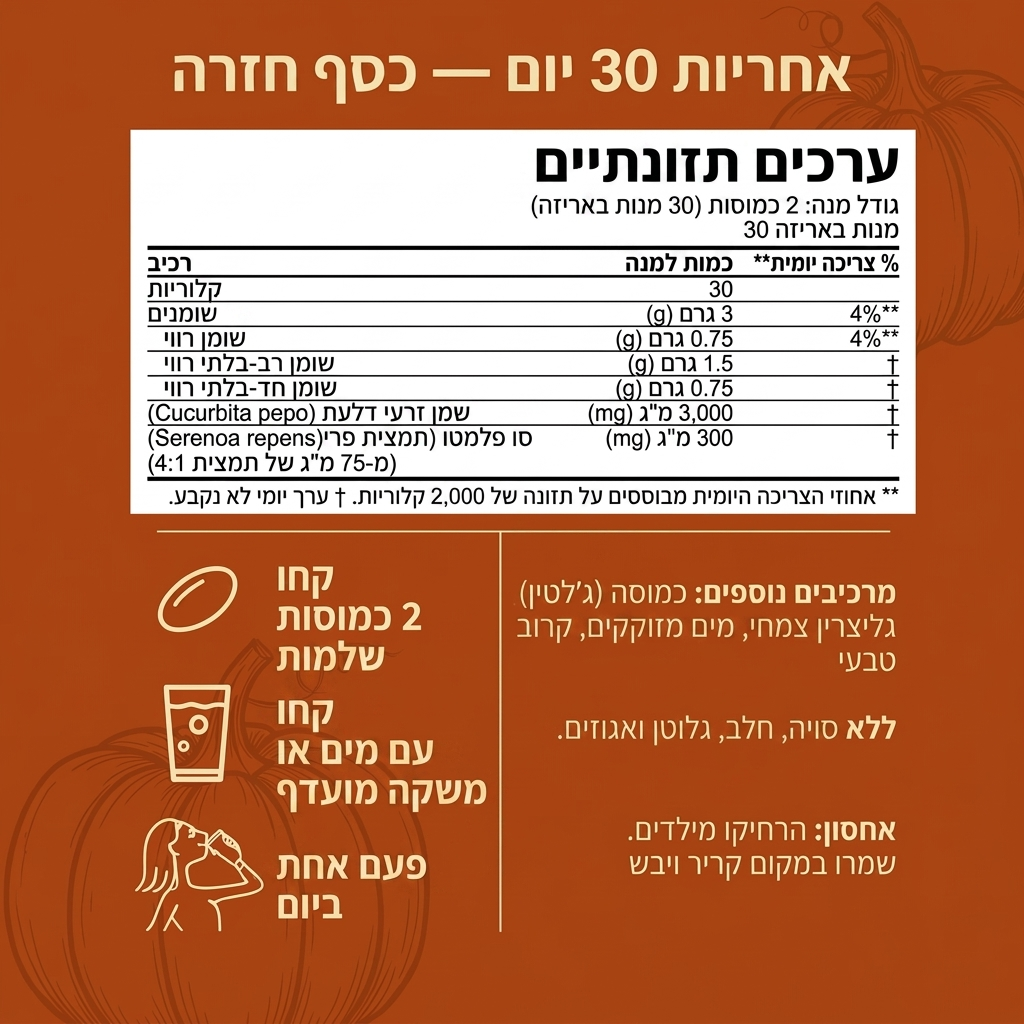 כמוסות שמן זרעי דלעת של Sovera – לחיזוק טבעי של הכליות והקלה על שלפוחית השתן מבפנים