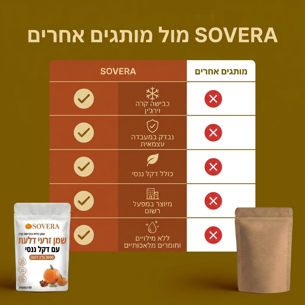 כמוסות שמן זרעי דלעת של Sovera – לחיזוק טבעי של הכליות והקלה על שלפוחית השתן מבפנים