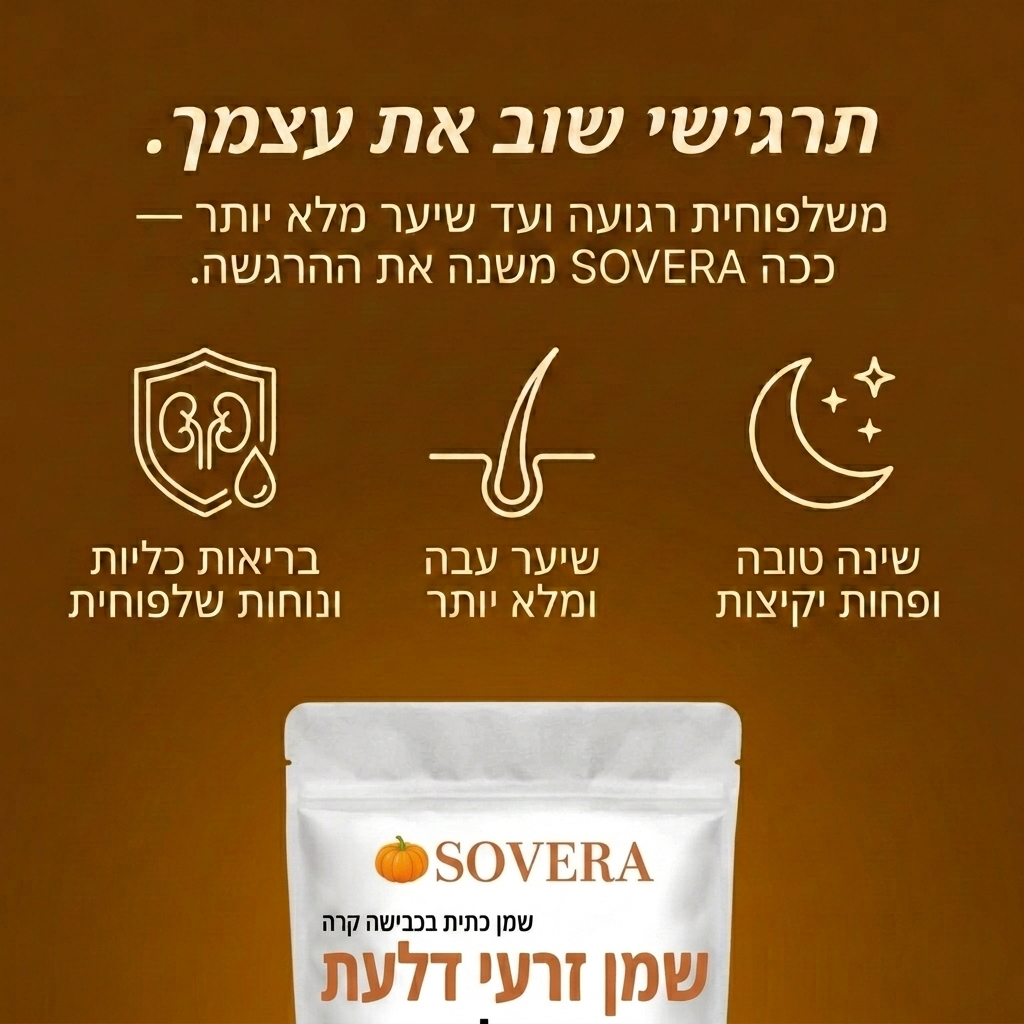 כמוסות שמן זרעי דלעת של Sovera – לחיזוק טבעי של הכליות והקלה על שלפוחית השתן מבפנים